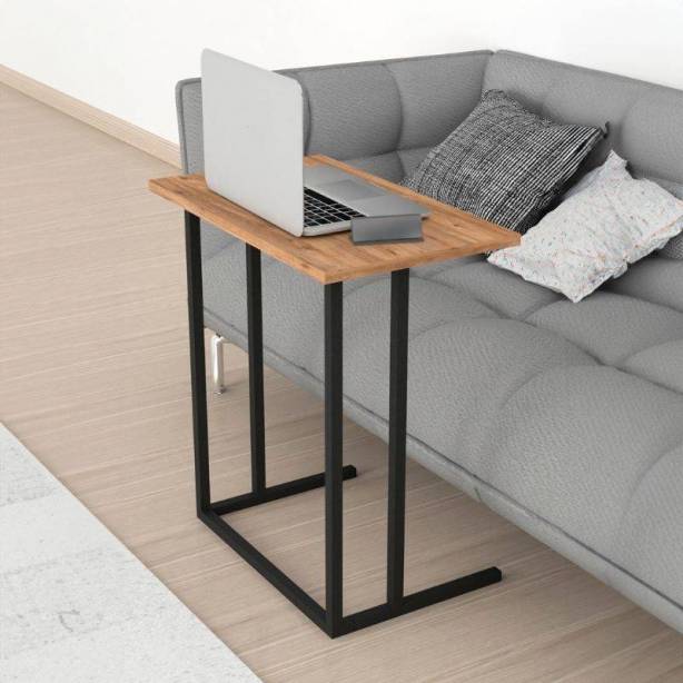 Mesa de centro Melamina - Metal Negro - Madera Claro 60x65x36