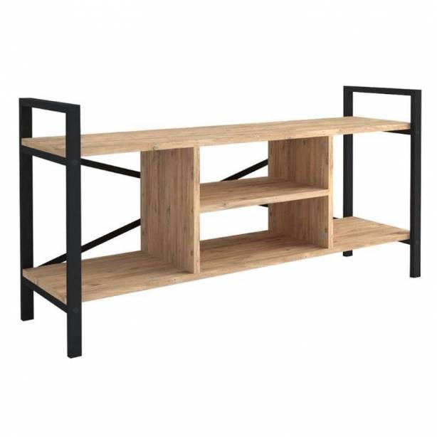 Mueble TV Melamina - Metal Madera claro - Negro 120x63x37