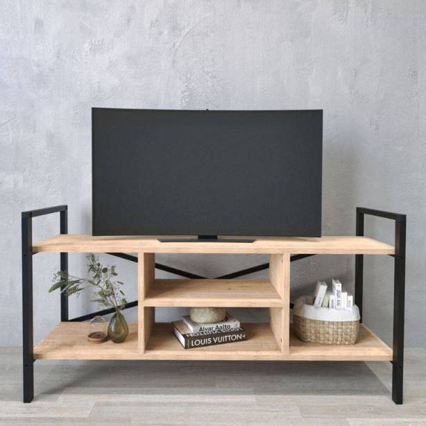 Mueble TV Melamina - Metal Madera claro - Negro 120x63x37