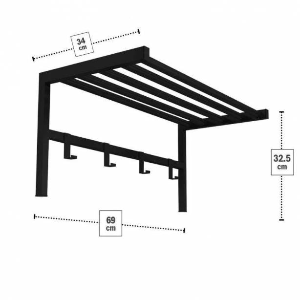 Mueble de entrada Metal Negro 69x33x34