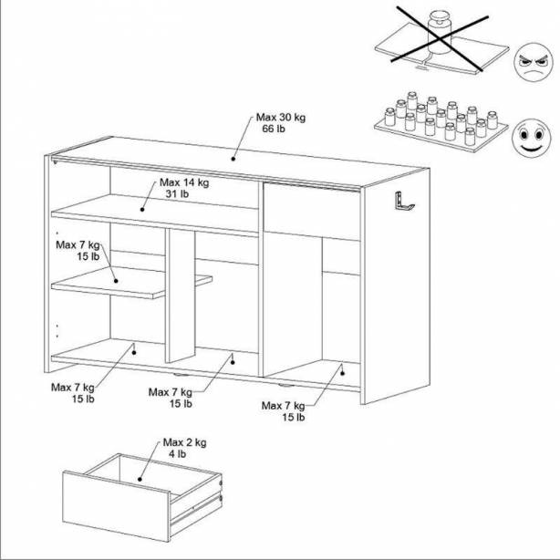 Mueble TV Melamina Negro 113x67x40