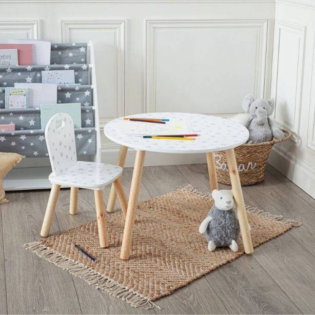 Mesa infantil Melamina - Madera Blanco - Madera claro 60x44x60