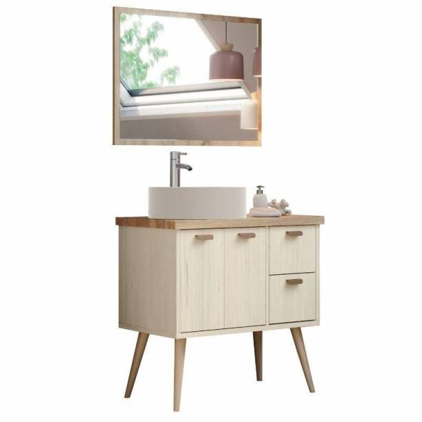 Mueble baño con lavabo Melamina Madera claro 80x93x46