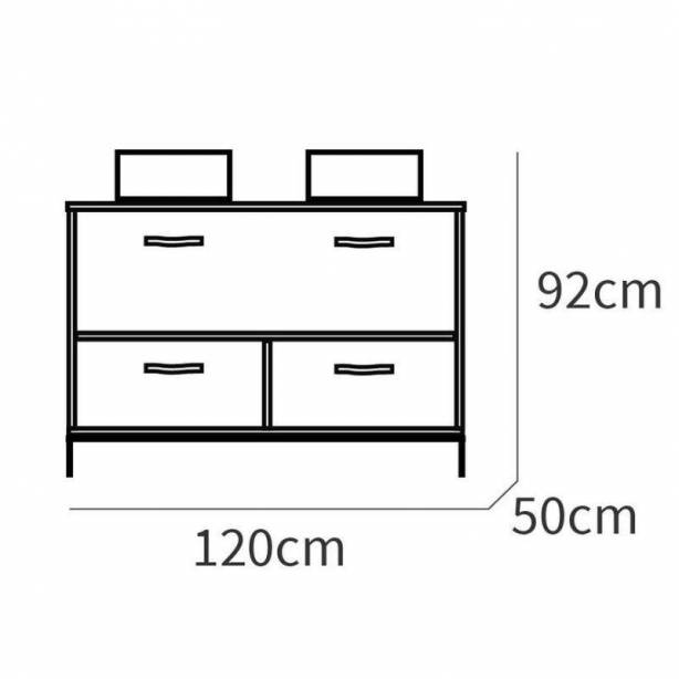 Mueble baño con lavabo Melamina Madera claro - Negro 120x92x50