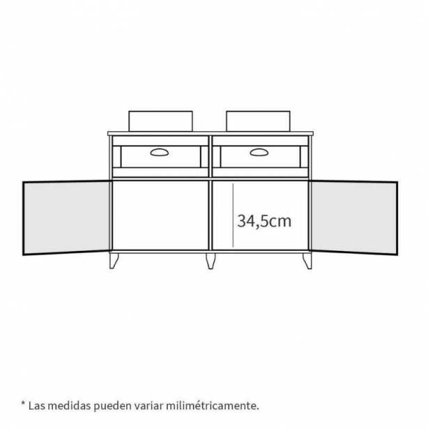 Mueble baño con lavabo Melamina Blanco - Madera claro 120x92x47