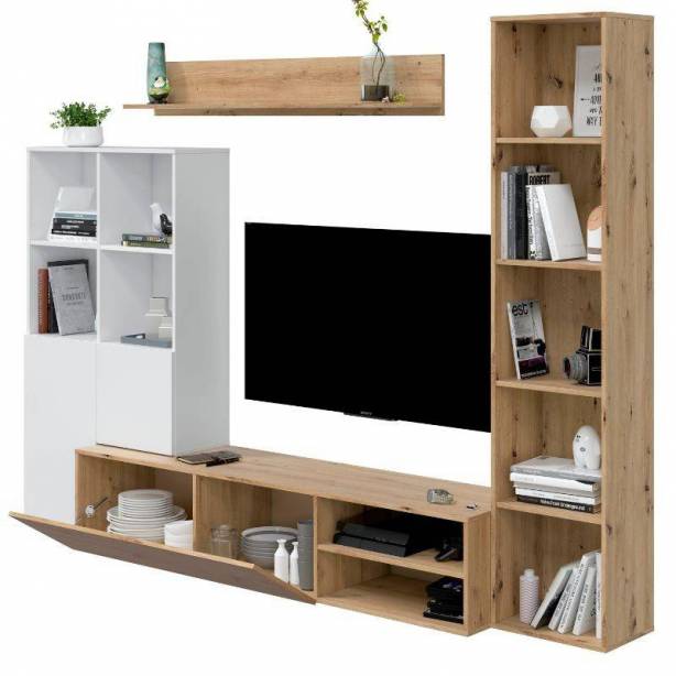 Pack muebles Salón Melamina Blanco - Madera claro