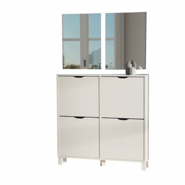 Mueble de entrada Melamina - Cristal Blanco 97x17