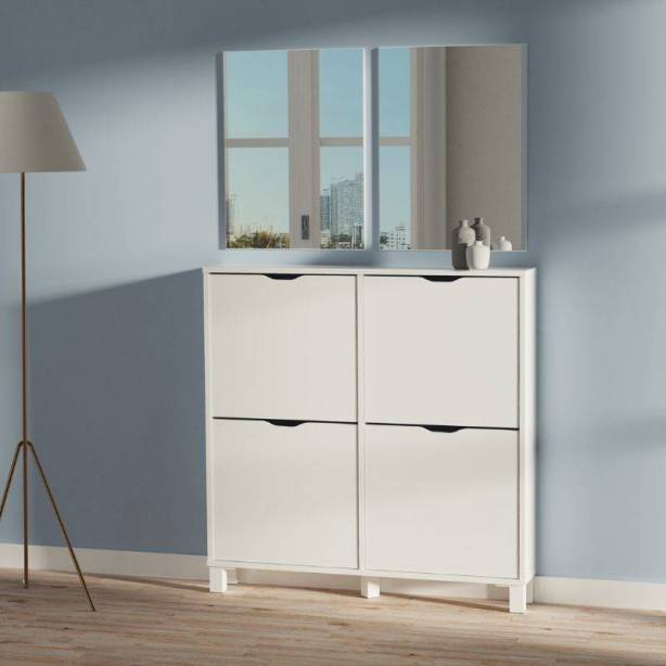 Mueble de entrada Melamina - Cristal Blanco 97x17