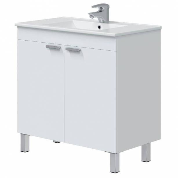 Mueble baño con lavabo Melamina Blanco 80x80x45