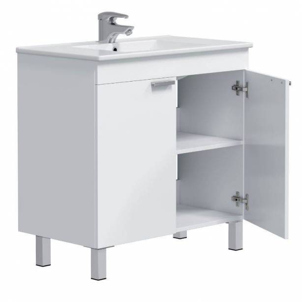 Mueble baño con lavabo Melamina Blanco 80x80x45