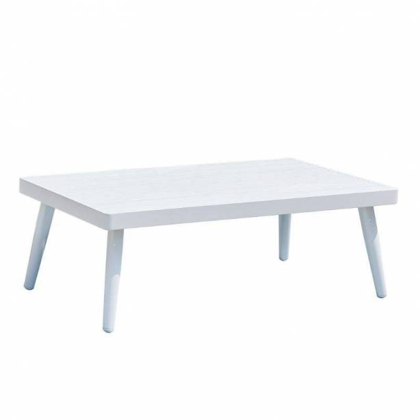 Conjunto 1 Sofá 2 Sillones y mesa de centro exterior Aluminio Blanco