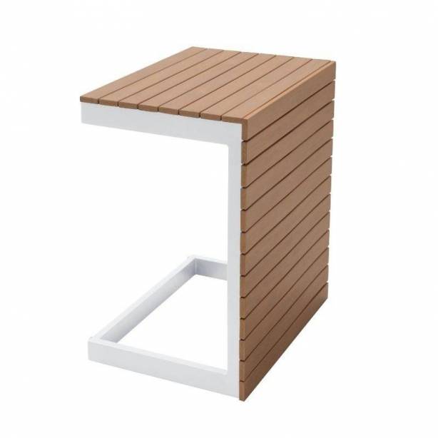 Conjunto 2 sofás 1 rinconero y mesa de centro exterior Aluminio Blanco - Marrón