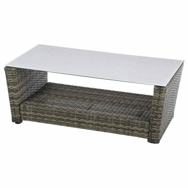 Conjunto 1 Sofá 2 Sillones y mesa de centro exterior Aluminio Marrón