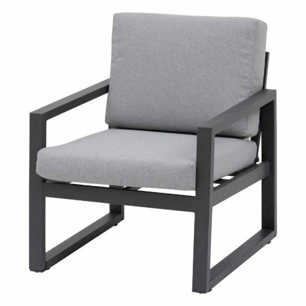 Conjunto 1 Sofá 2 Sillones y mesa de centro exterior Aluminio Gris