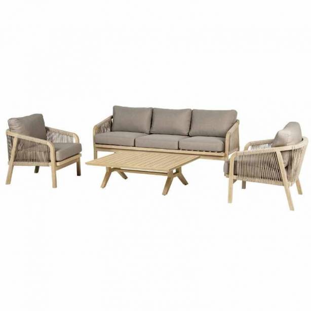 Conjunto 1 Sofá 2 Sillones y mesa de centro exterior