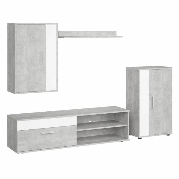 Mueble salón comedor Melamina Blanco - Gris