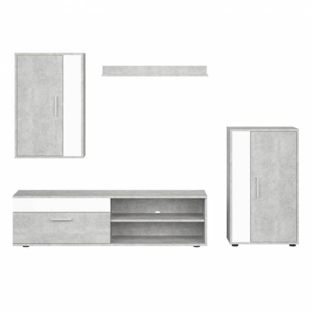 Mueble salón comedor Melamina Blanco - Gris