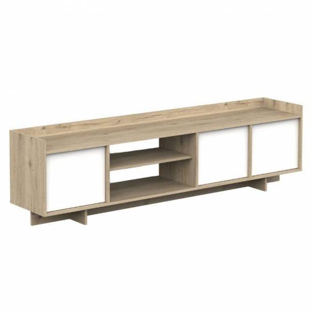 Mueble TV Melamina Blanco - Madera claro 180x44x45