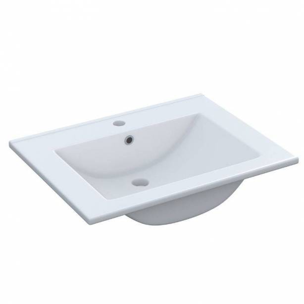 Mueble baño con lavabo Melamina Blanco - Madera claro 60x57x45