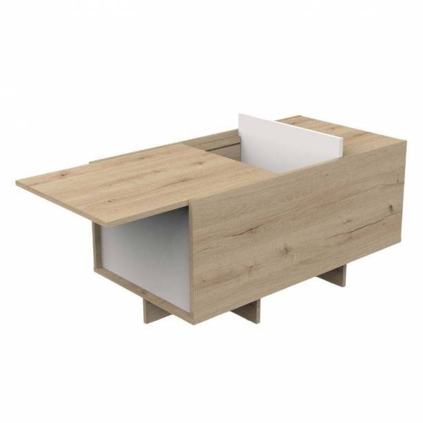 Mesa de centro Melamina Blanco - Madera claro 90x49x50