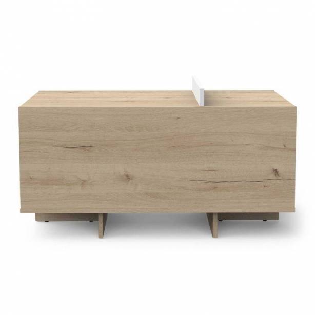 Mesa de centro Melamina Blanco - Madera claro 90x49x50