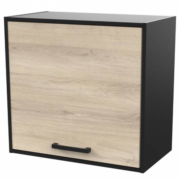 Cocina modular completa Melamina Negro - Madera Claro 220x35