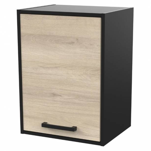 Cocina modular completa Melamina Negro - Madera Claro 220x35