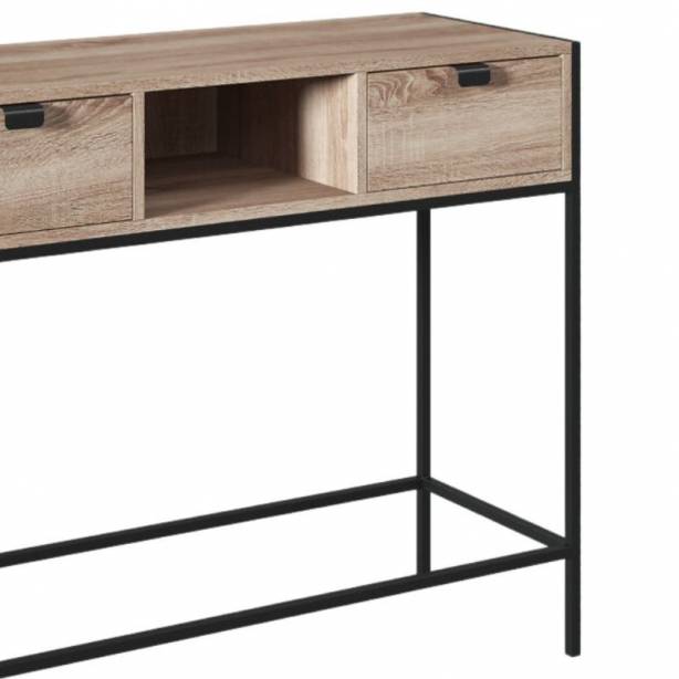 Mueble de entrada Acero Negro - Madera Claro 100x80x35