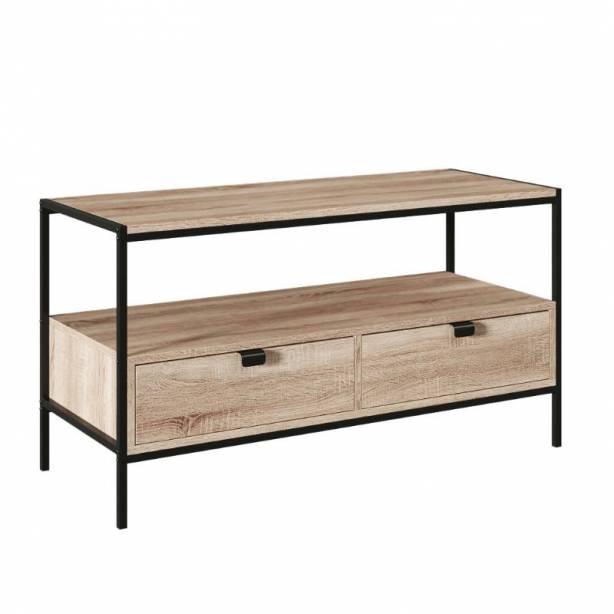 Mueble TV Acero Negro - Madera Claro 100x54x40