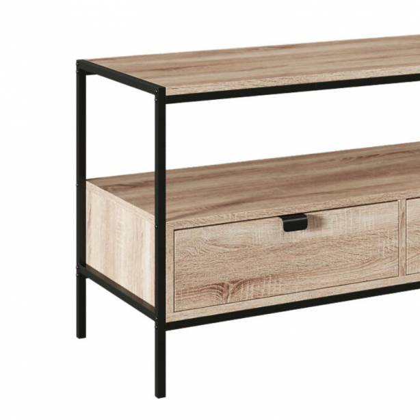 Mueble TV Acero Negro - Madera Claro 100x54x40