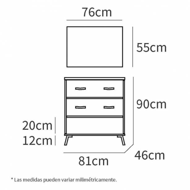 Mueble baño con lavabo Melamina Madera claro - Gris 81x90x47