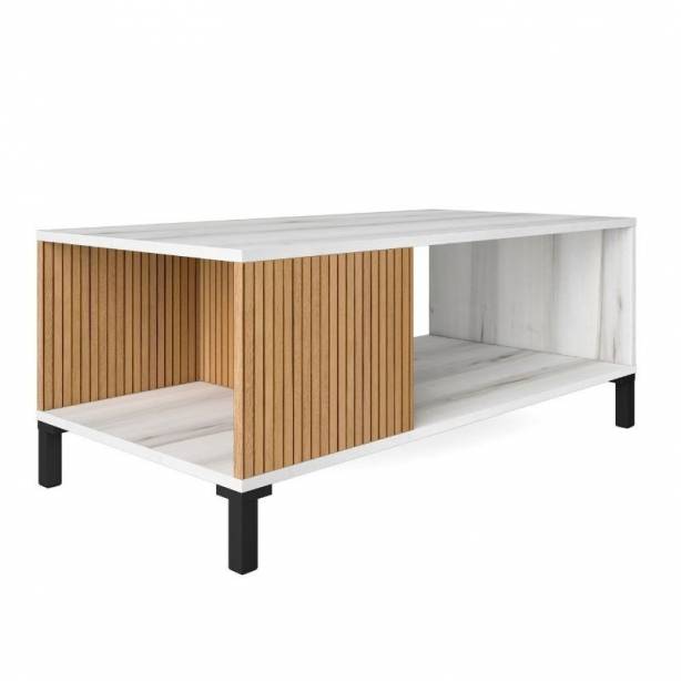 Mesa de centro Melamina Blanco - Madera claro 100x41x50