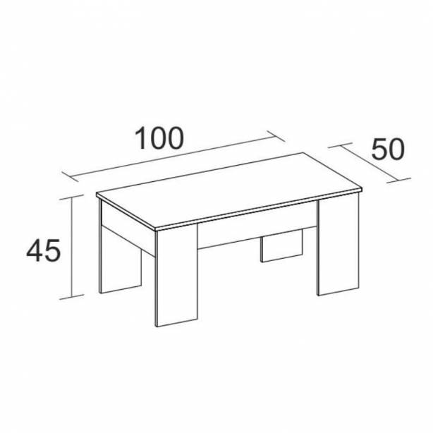 Mesa de centro elevable Melamina Blanco 100x45x50
