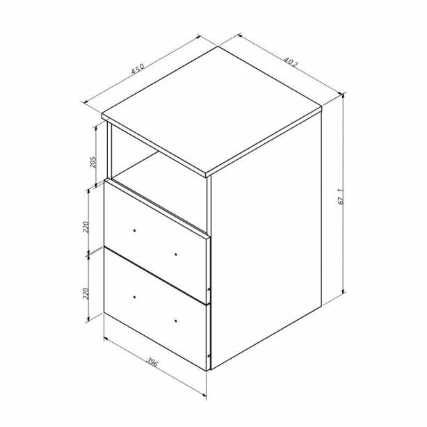 Mueble auxiliar Melamina Madera claro - Gris 40x67x45