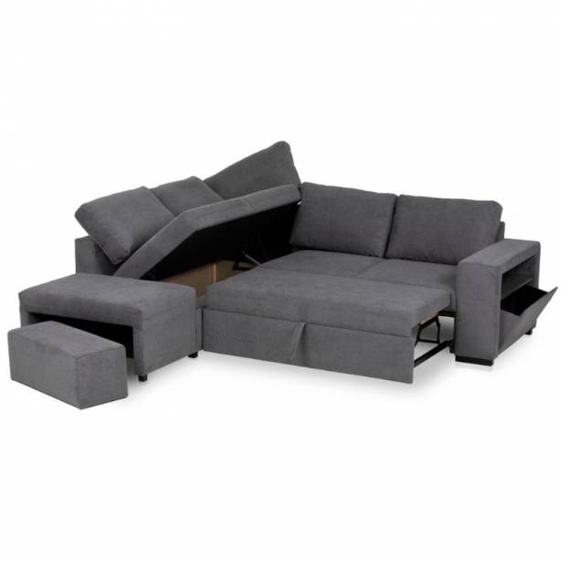 Sofá chaise longue Madera - Tela Gris 249x91x86