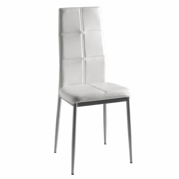 Silla Polipiel - Metal Blanco - Gris 42x98x47