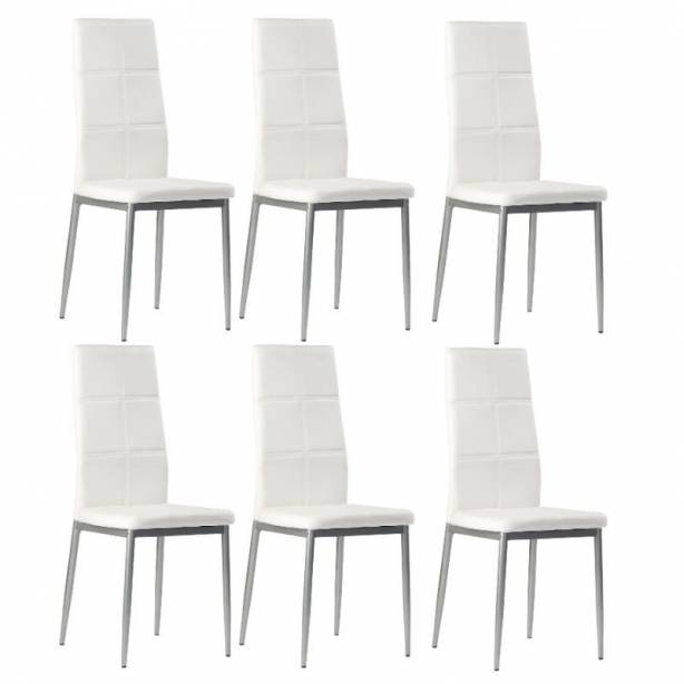 Silla Polipiel - Metal Blanco - Gris 42x98x47