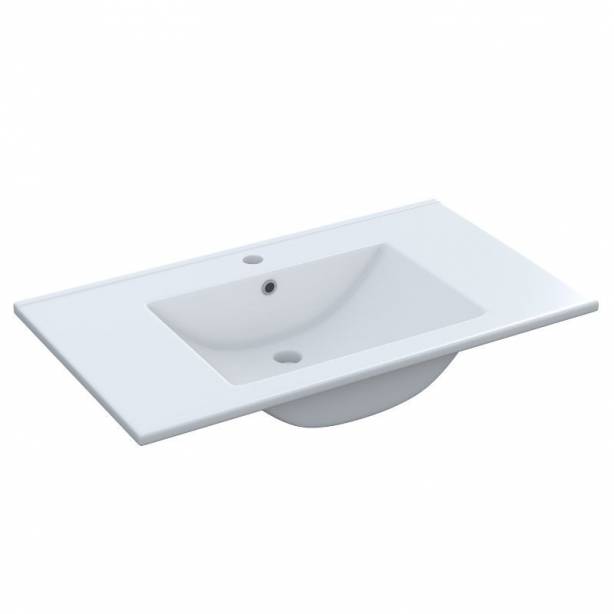 Mueble baño con lavabo Melamina - Metal Madera claro 80x80x45