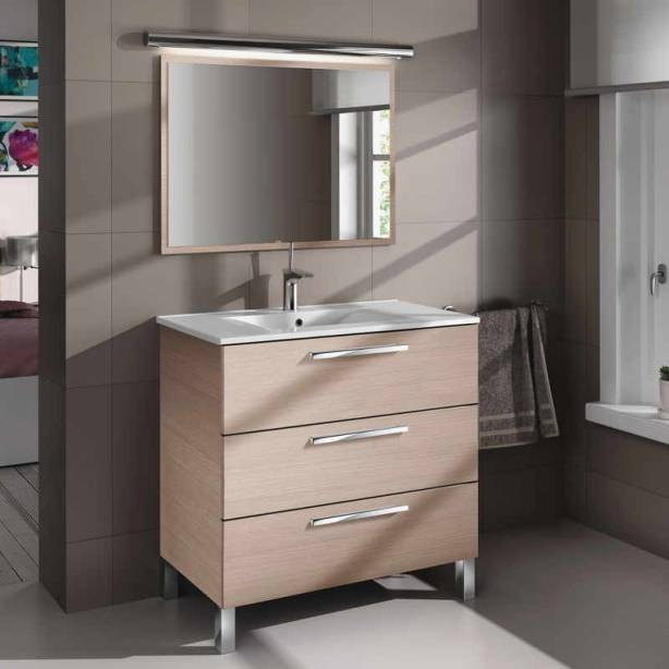 Mueble baño con lavabo Melamina Madera claro 80x86x45