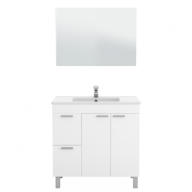 Mueble baño con lavabo Melamina - Acero Blanco 80x80x45