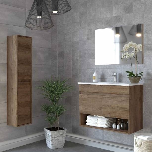 Mueble baño con lavabo Melamina Madera oscuro 80x64x45