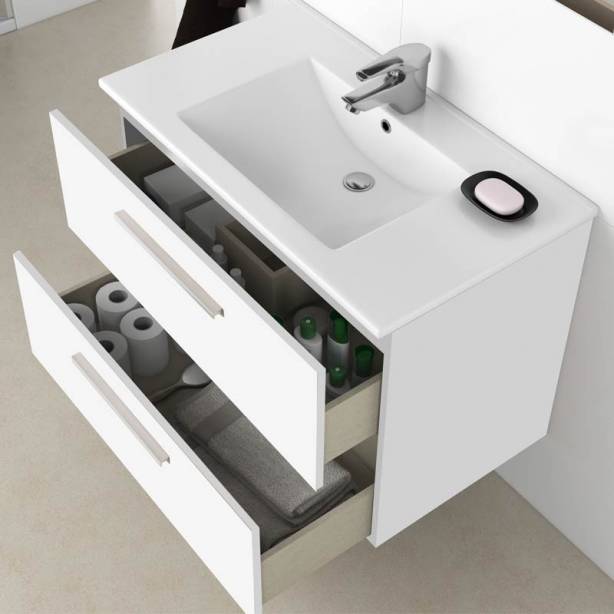 Mueble baño con lavabo Melamina Blanco 80x57x45