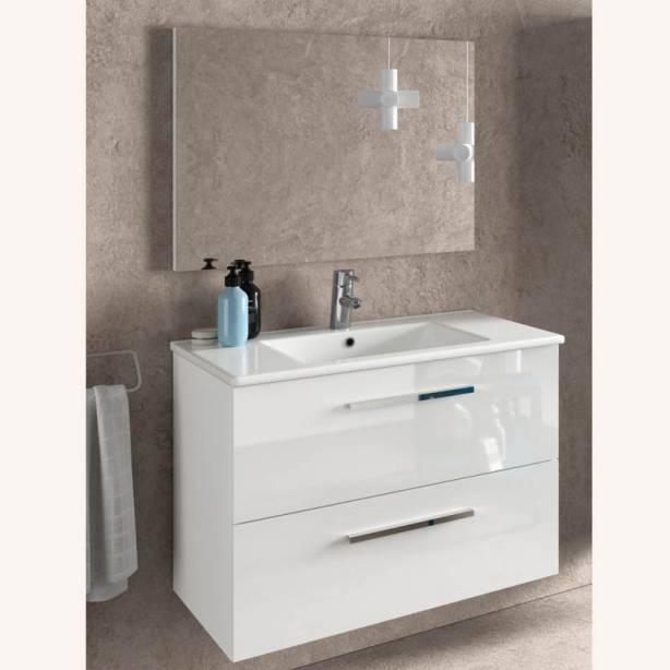 Mueble baño con lavabo Melamina Blanco 80x57x45