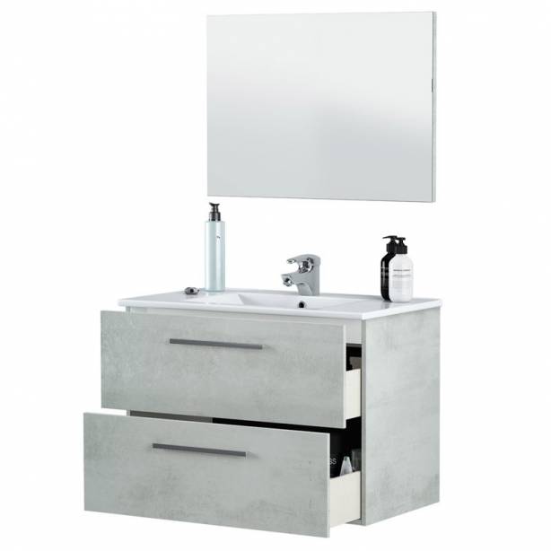 Mueble baño con lavabo Melamina Gris 80x57x45