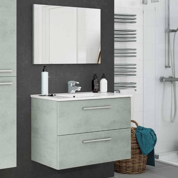 Mueble baño con lavabo Melamina Gris 80x57x45