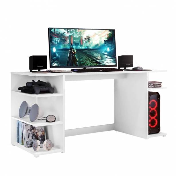 Mesa Gamer Melamina Blanco 136 x75x60