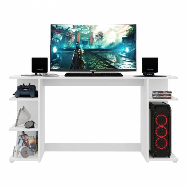 Mesa Gamer Melamina Blanco 136 x75x60