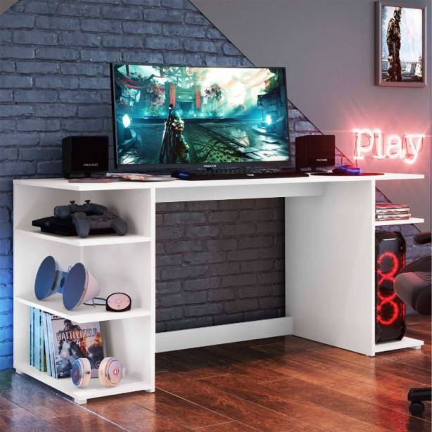 Mesa Gamer Melamina Blanco 136 x75x60