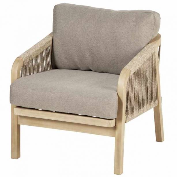 Conjunto 1 Sofá 2 Sillones y mesa de centro exterior Madera Madera claro