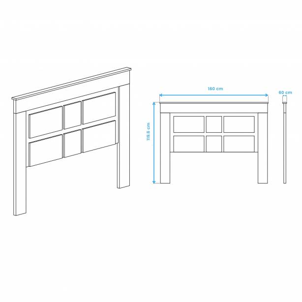 Cabecero de cama Melamina Roble Sonoma y Kashmir 160x119x6